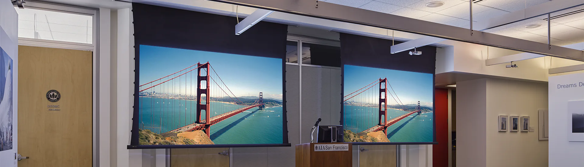 Access V screens with Matt White XT1000V viewing surfaces at the American Institute of Architects, San Francisco, CA. Photo by Kyle Jeffers.