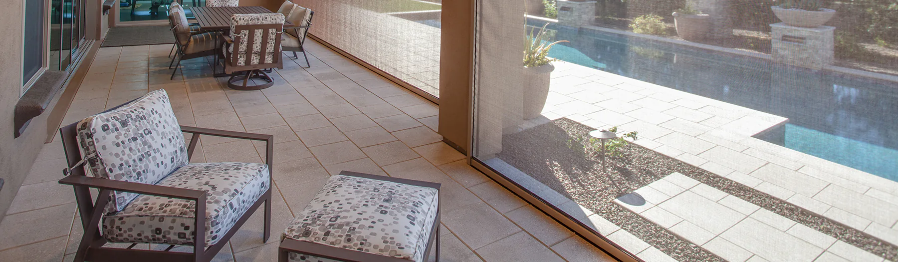 FlexShade ZIP XL outdoor shades installed at a Phoenix, AZ residence.